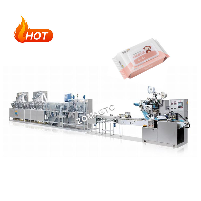 Full Automatic Production Line Wet Tissue Folding Cutting Packing Machine Small Packs Wet Wipes Making Machine