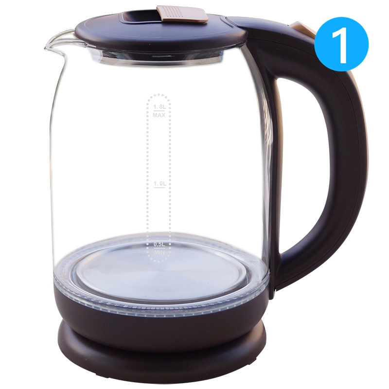 Boxili Vidrio 1.8L Small Home Appliances Glass Electric Water Kettle With Black Handle