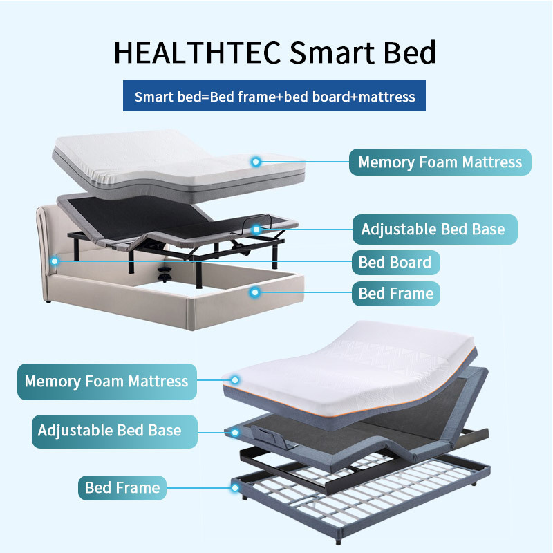 Queen size electric adjustable bed frame smart bed minimalist fabric best bed frame adjustable headboard