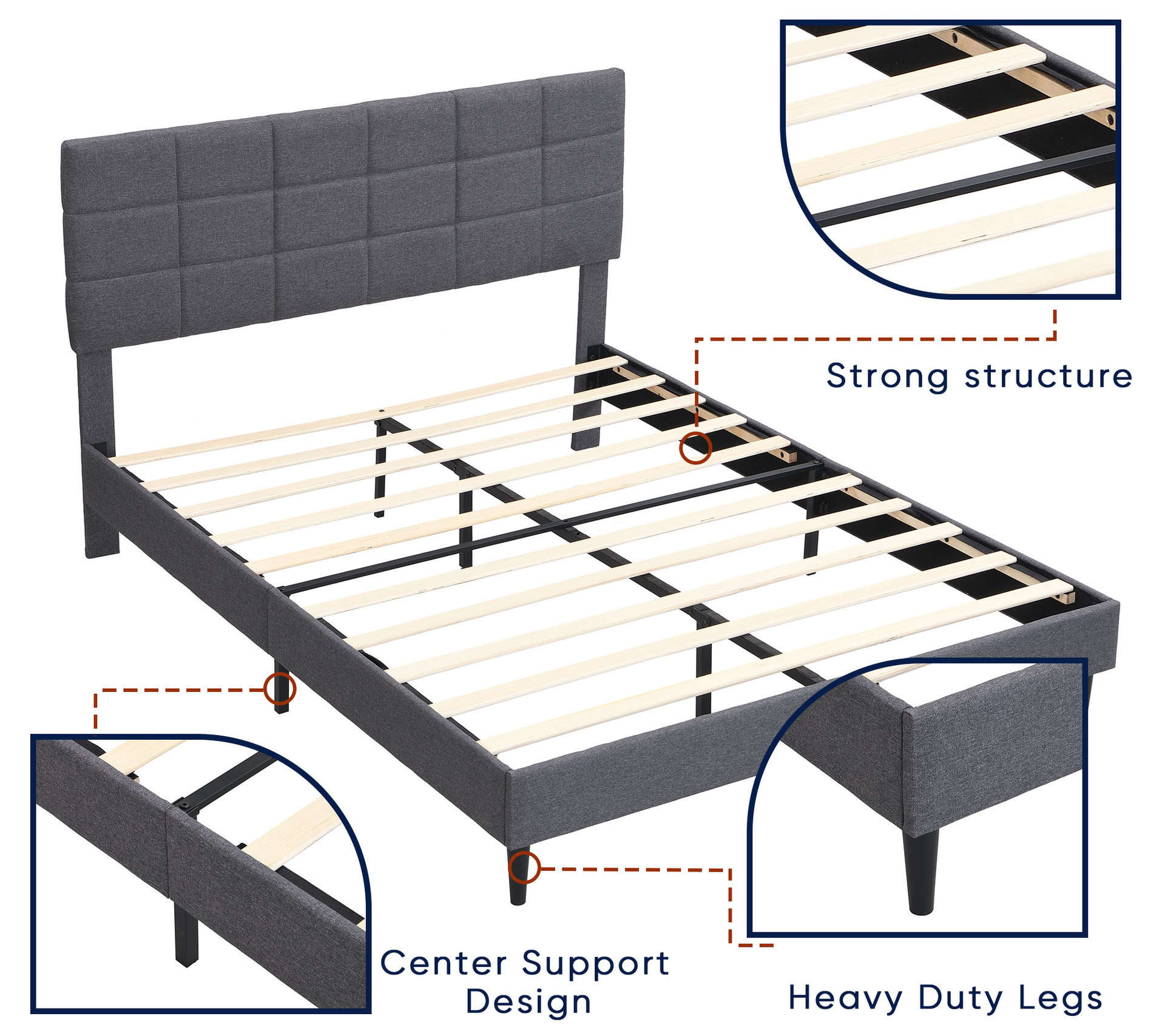 Modern European furniture style Luxury Customize Standard Sizes Room Bedroom Set Modern Fabric Upholstered Bed