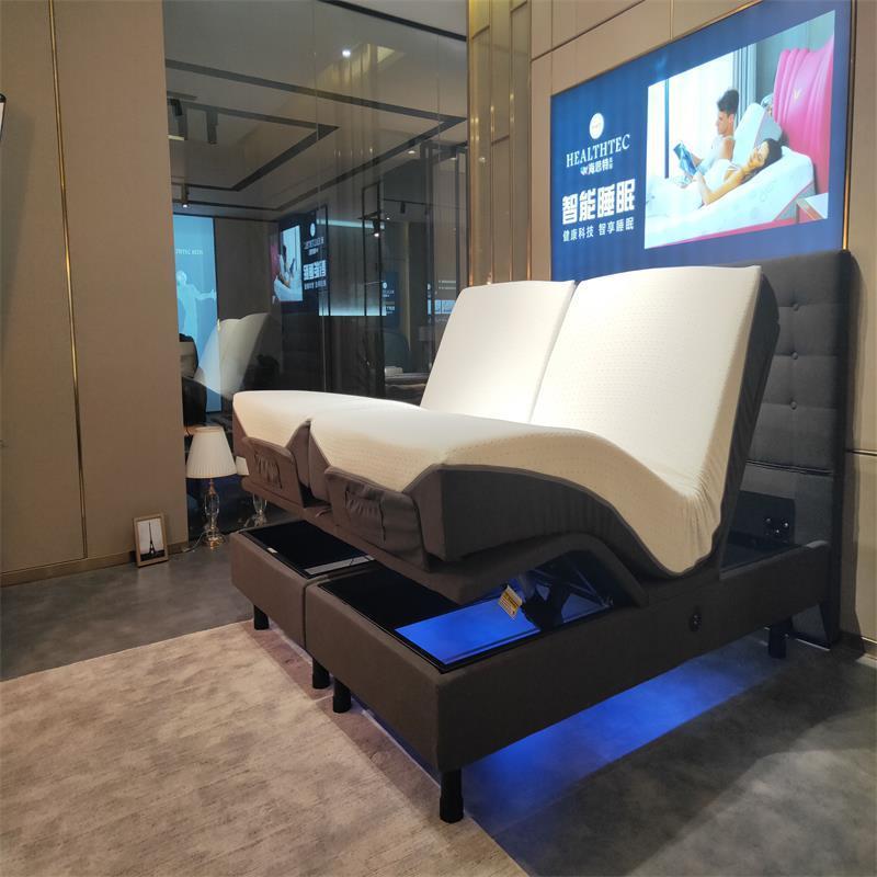 Folded  Frame with Head Board, Massage, Zero Gravity, USB Charging Split King Bed Adjustable Bed