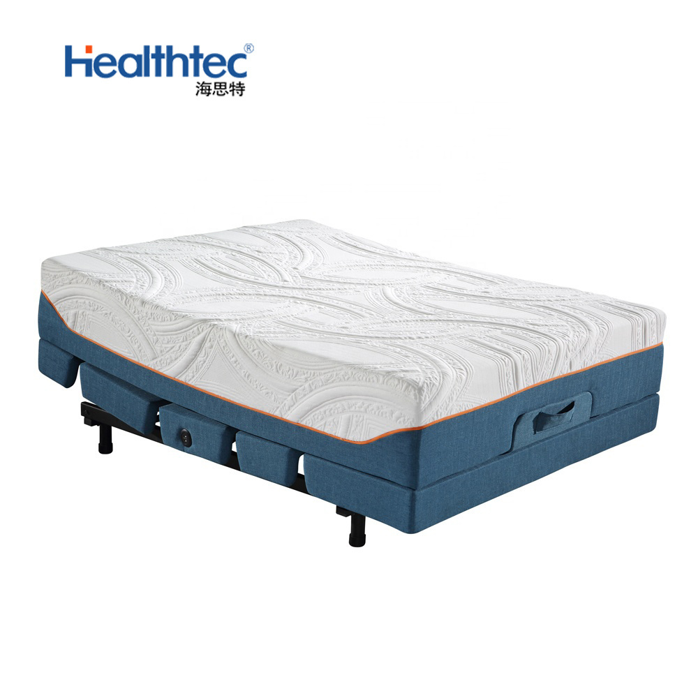 Healthtec custom okin motor adjustable bed base parts remote control electric smart sleep bed frame with massage