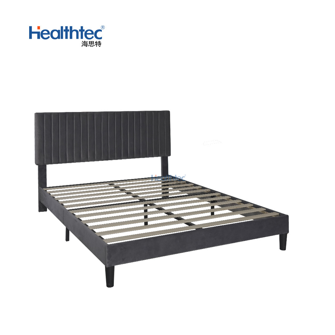 Queen bed frame double Chinese wooden beds bedroom furniture height adjustable upholstered bed