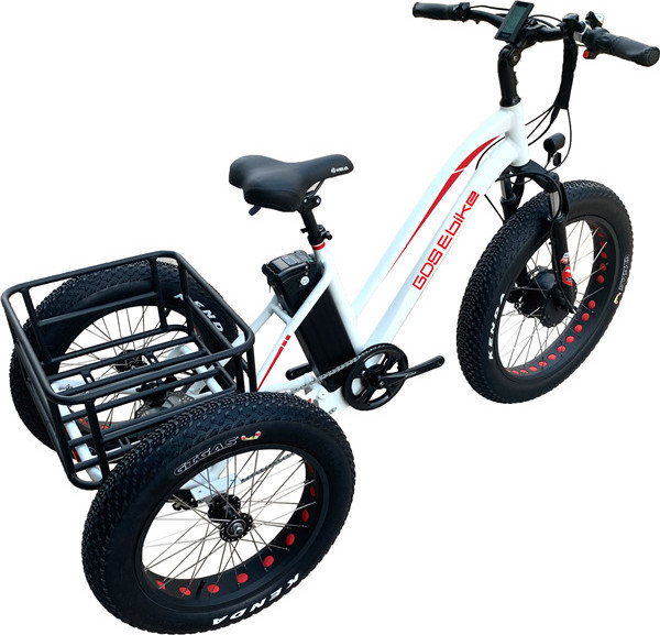 GDSEBIKE 24 inch electric trike fat tire 3 wheel Electric Tricycle three wheels adult cargo electric bike with basket