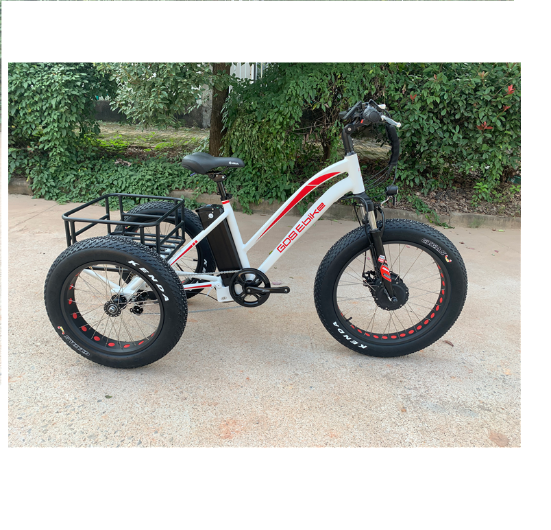 GDSEBIKE 24 inch electric trike fat tire 3 wheel Electric Tricycle three wheels adult cargo electric bike with basket