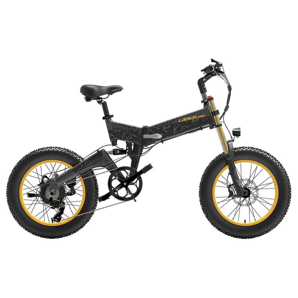 LANKELEISI X3000 Plus Folding Electric Mountain Bike Bigfork 20*4.0 Inch Fat Tires 48V 1000W Motor 17.5Ah 43 Km/h Max Speed