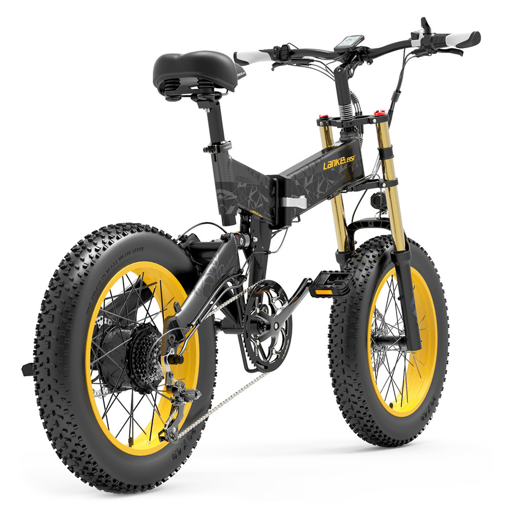 LANKELEISI X3000 Plus Folding Electric Mountain Bike Bigfork 20*4.0 Inch Fat Tires 48V 1000W Motor 17.5Ah 43 Km/h Max Speed