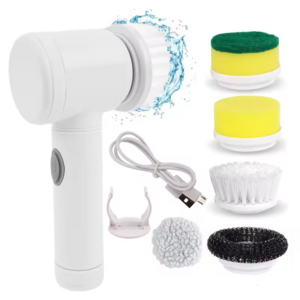 IPX6 Waterproof ABS 17000RPM Homeuse Handheld USB Charge 5 in 1 Spin Scrubber Electric Cleaning Brush For Tile Bath Sink