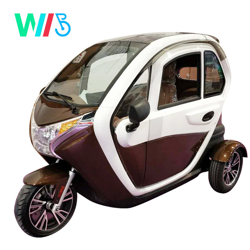 2024 New Senior EEC 3-Wheel Electric Passenger Tricycle 2-Person Mini Cabin Bike Fully Enclosed Mobility Scooter for Adults