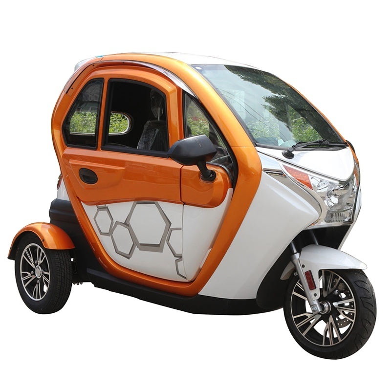 2024 New Senior EEC 3-Wheel Electric Passenger Tricycle 2-Person Mini Cabin Bike Fully Enclosed Mobility Scooter for Adults