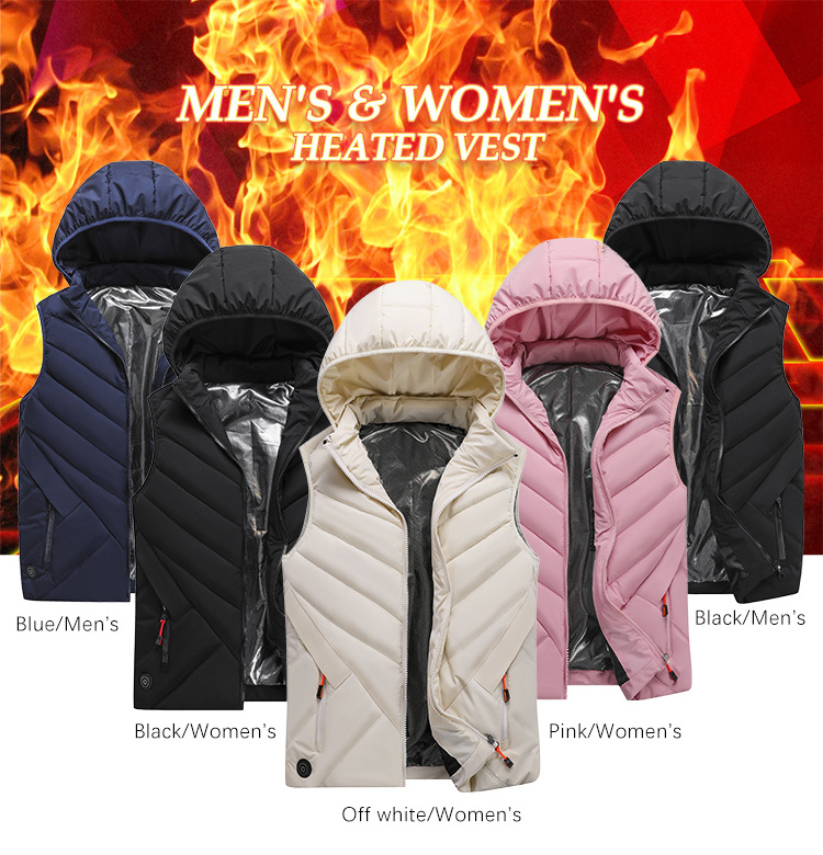 Factory Custom Design Electric Usb Rechargeable Battery Powered Heated Winter Jacket 11 Heated Zones Heated Vest for women man