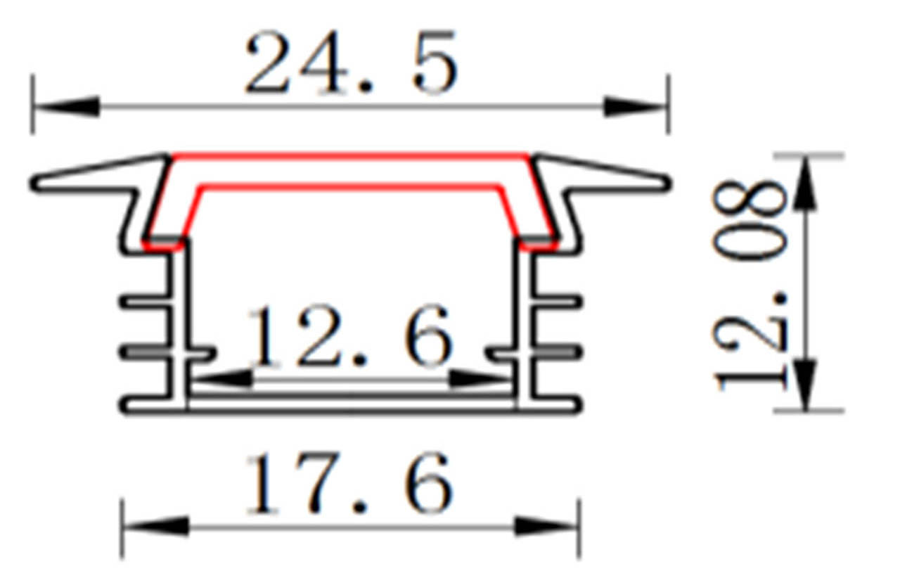 Led Strip Light Aluminium Profile Recessed With PC Cover LED Profile With Diffuser 24.5*12.8 High Quality