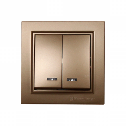 Wall Switch 2 Gang 1 Way With Indicator 16A Electric Power Light Switch 220V Wall Switches Luxury Gold