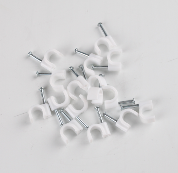 Cable Clip Round Plastic 9 MM 10 MM 12 MM 14 MM With Nail For Fixing Wires High Quality