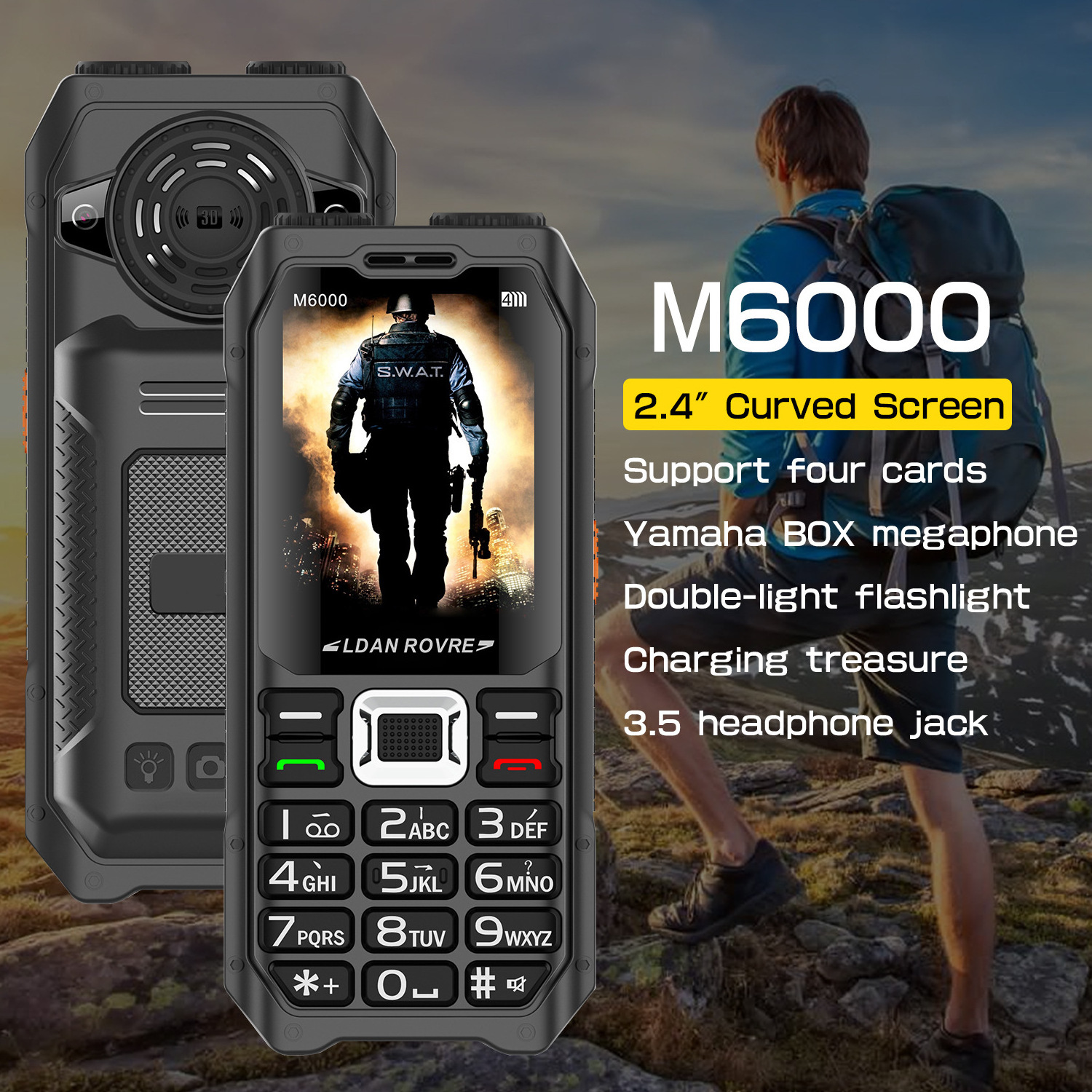 Cross border multi card multi standby big electric power three defenses elderly mobile phones outdoor standby long hands