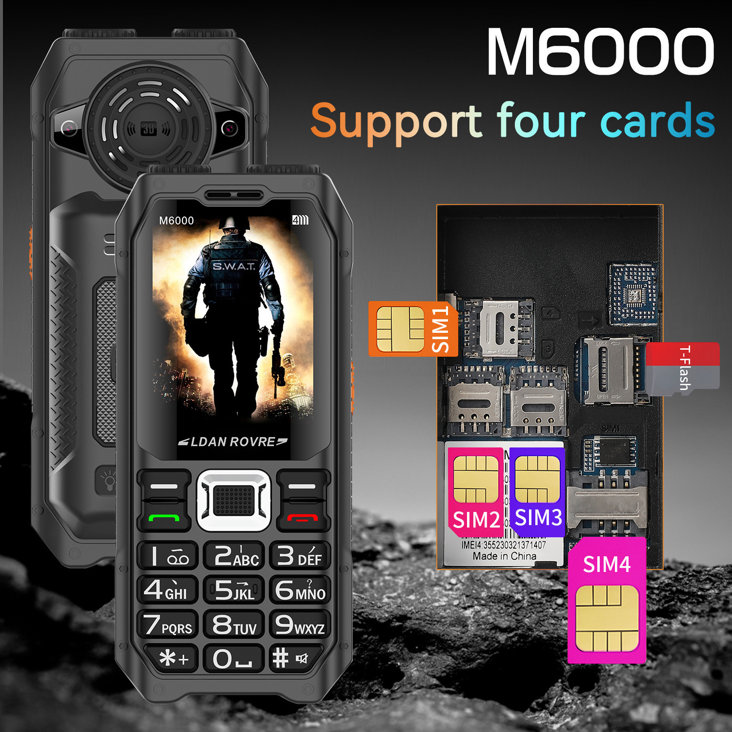 Cross border multi card multi standby big electric power three defenses elderly mobile phones outdoor standby long hands