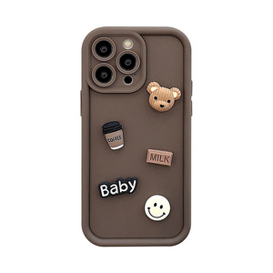 3D Coffee Bear 13 Phone Case i15 Delivery 11 Applicable 14 Promax Retro Cartoon 12