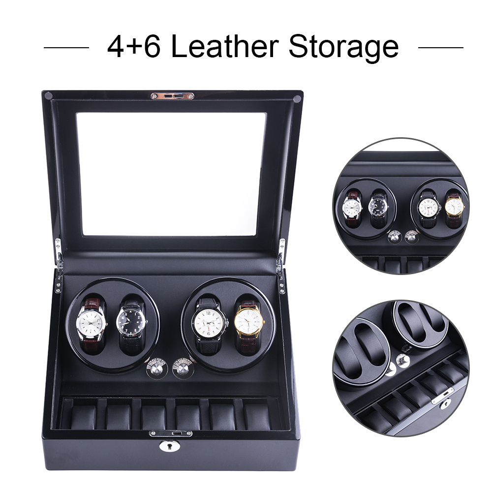 Fast Dispatch Hot Sale Luxury 4+6 Automatic Watch Winder Battery Operated Mabuchi Motor Rotating Watches Box