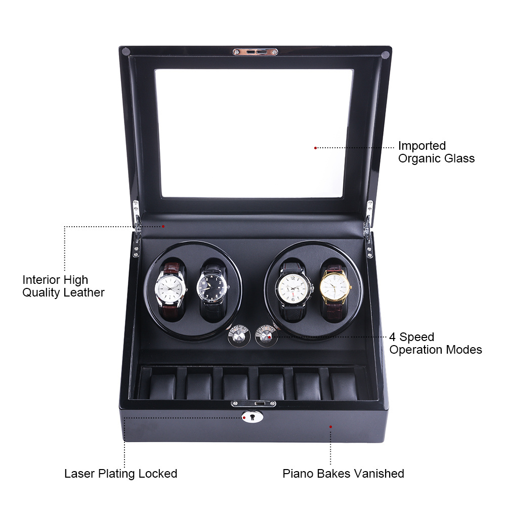 Fast Dispatch Hot Sale Luxury 4+6 Automatic Watch Winder Battery Operated Mabuchi Motor Rotating Watches Box