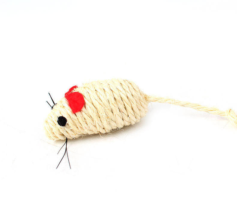 Bulk Buy 10pcs Mixed Colors 7CM Squeak Chew Toys Sisal Stripe Mouse Cat Toy