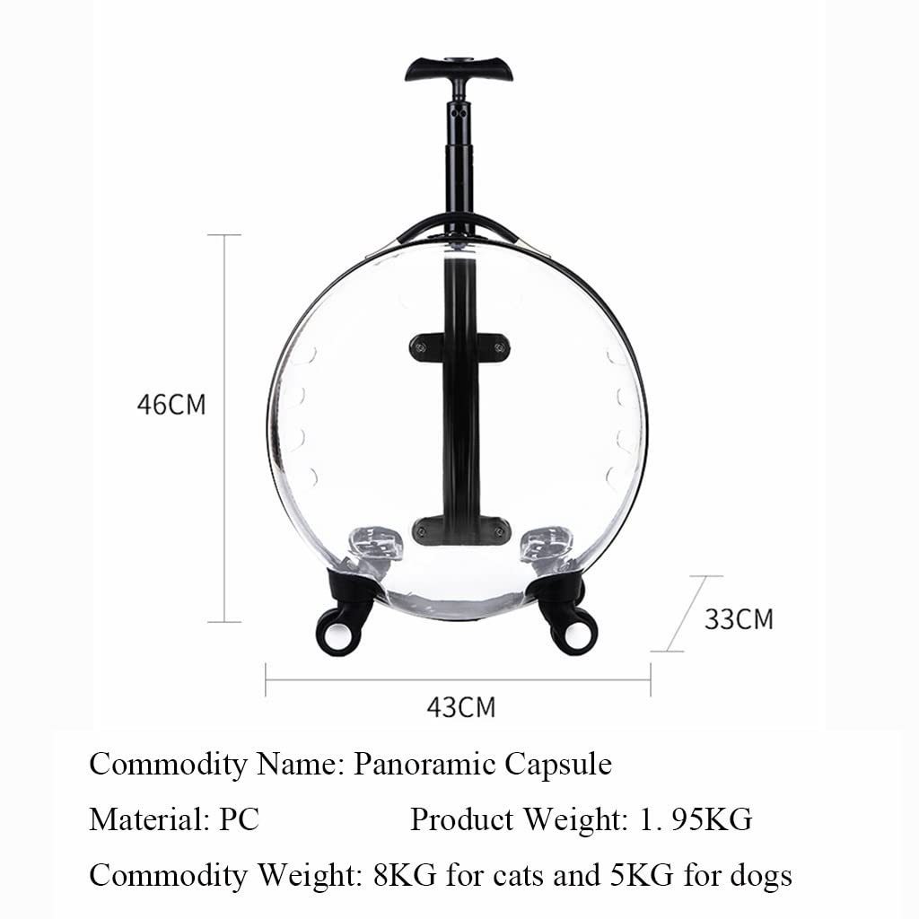 Transparent Capsule Pet Travel Trolley for Puppies Dogs Carriers Bag with Trolley Wheel