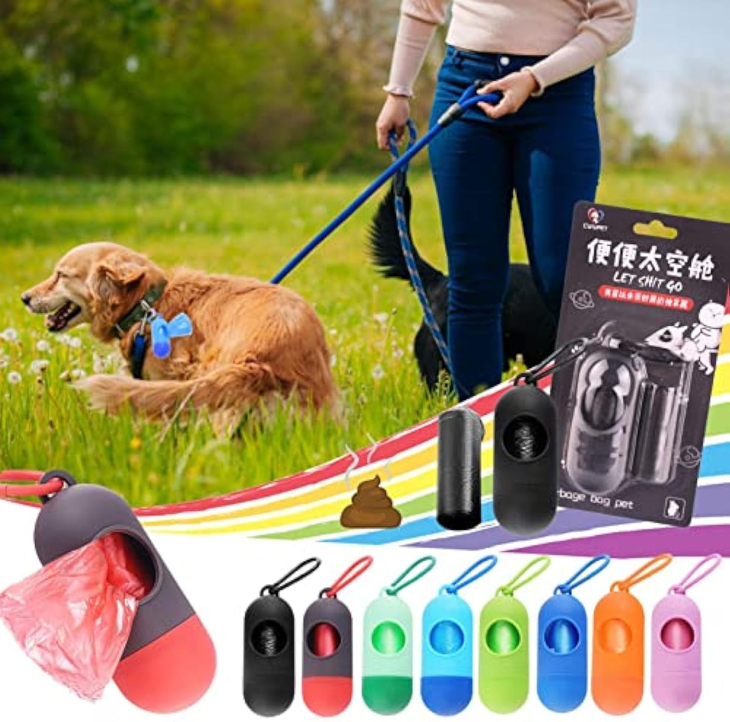 Pet Dog Poop Bag Dispenser Waste Garbage Holder Dispensers Poop Bags Set Pets Dogs Trash Cleaning Dog Supplies