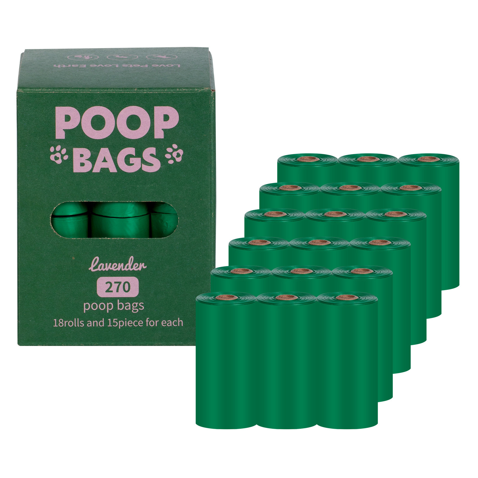 Customised Dog Logo Poop Bag Earth Friendly Green Biodegradable Poop Bags 270 Manufacture Box for Poop Bags