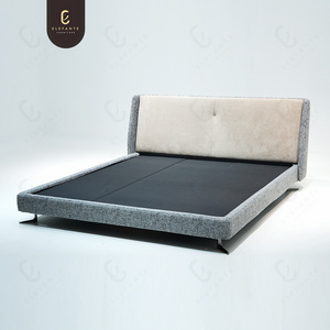 Italian Minimalist Double Bed Light Luxury Fabric Bed Frame With Stainless Steel