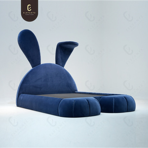 Velvet Bed Kids Beds for Girls Bedroom Furniture Rabbit Animal Shaped Beds for the Children