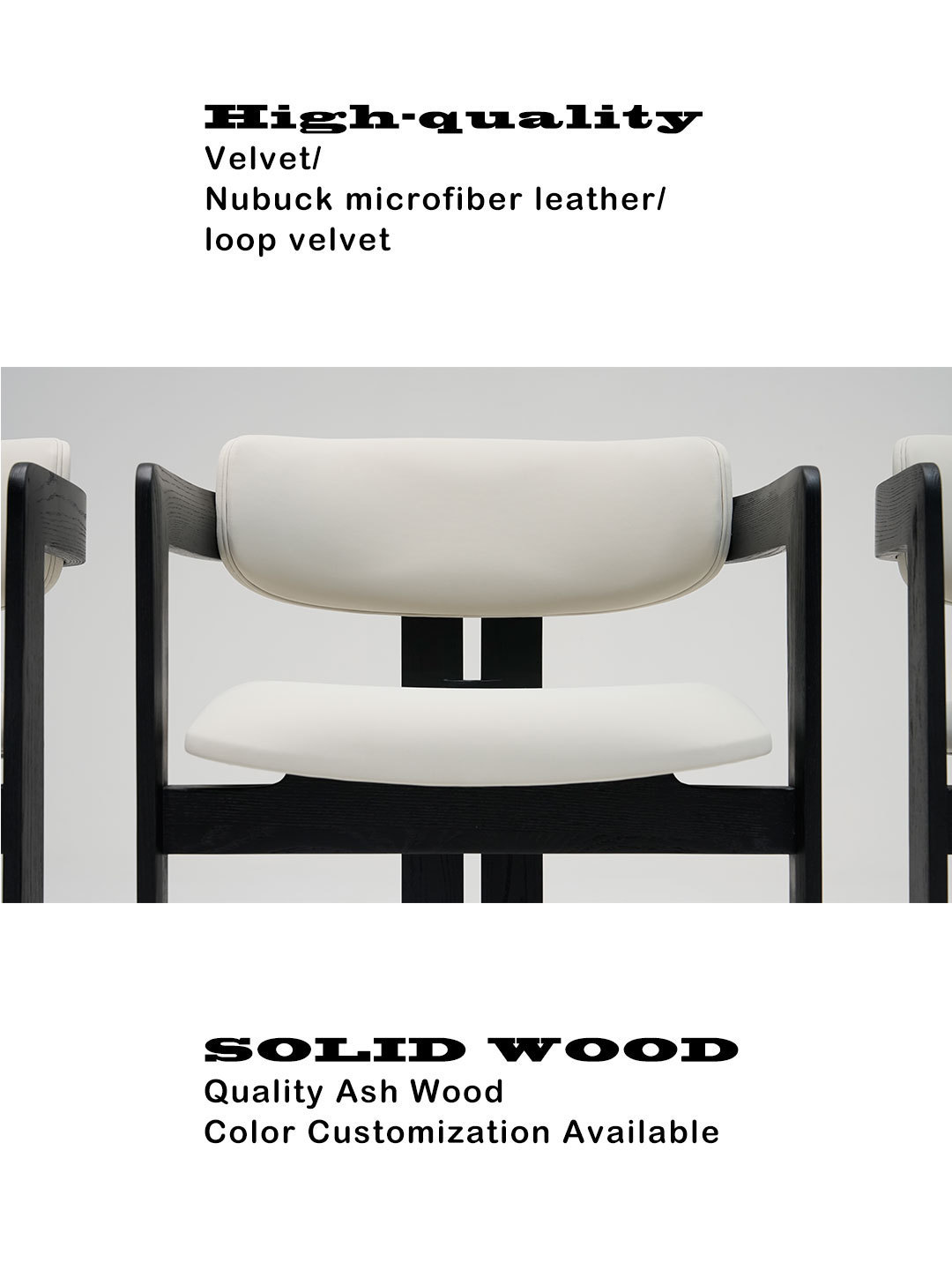 Elefante Solid Wood Minimalist Armchair Leather Black Wooden Dining Chairs