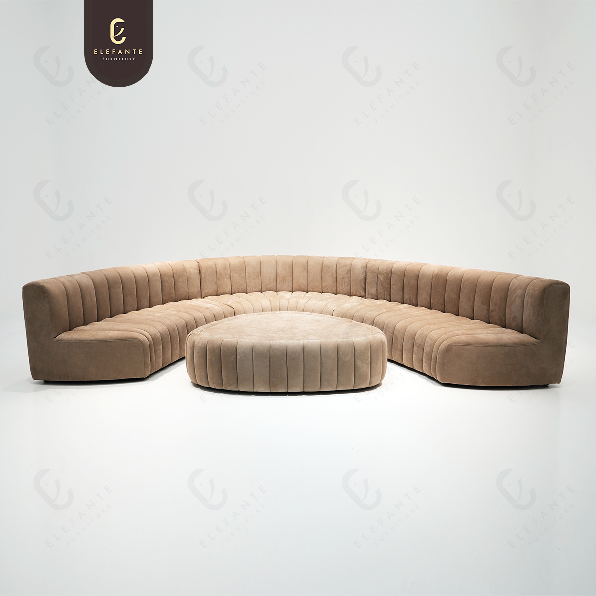 Half Round Curved Piano Keys Sofa Entertainment Room Multi-seat Fabric Sofa