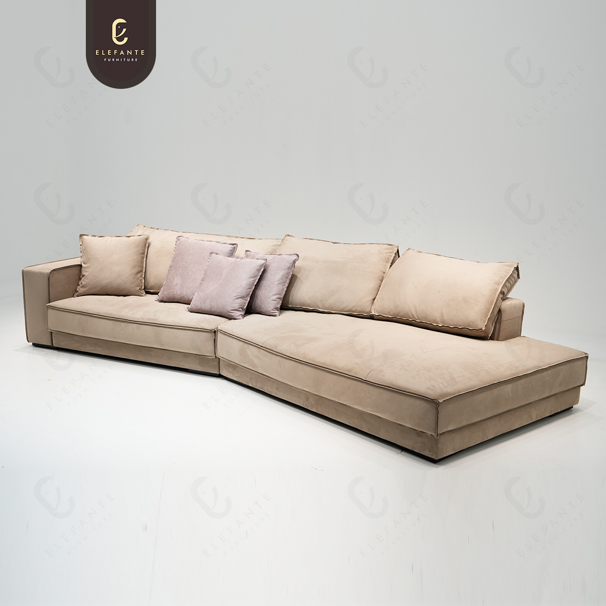 Living Room Special-shaped Large Reclined Sofa Minimalist Corner Down Fabric Leather Sofa