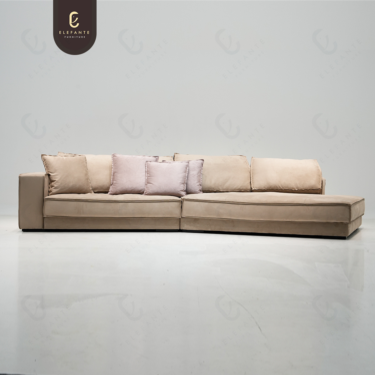 Living Room Special-shaped Large Reclined Sofa Minimalist Corner Down Fabric Leather Sofa