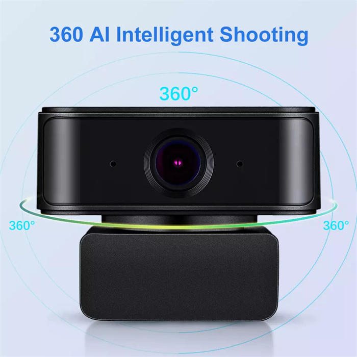 1080P Full HD 360 Face Recognition Spin Web Camera AI Powered Tracking Webcam for Laptop PC Built in Noise Reduction Microphone