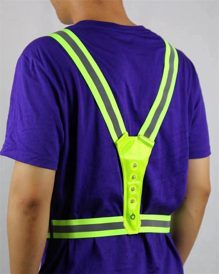 High Visibility Flashing LED Safety Vest Reflective Breathable Belt Traffic Vest for Runners Workers Jogging Biking at Night