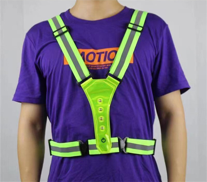 High Visibility Flashing LED Safety Vest Reflective Breathable Belt Traffic Vest for Runners Workers Jogging Biking at Night