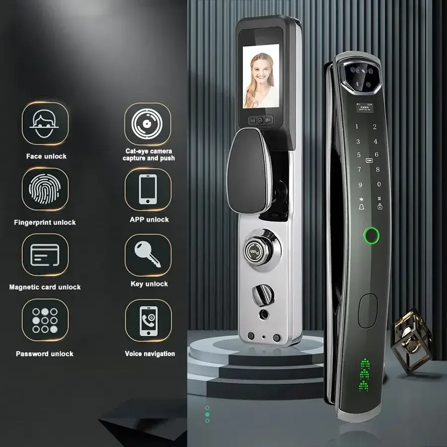 Wifi Phone Key Security Home Camera Video Finger Print Fingerprint Cat Eye Electronic Smart Door Lock for Doors