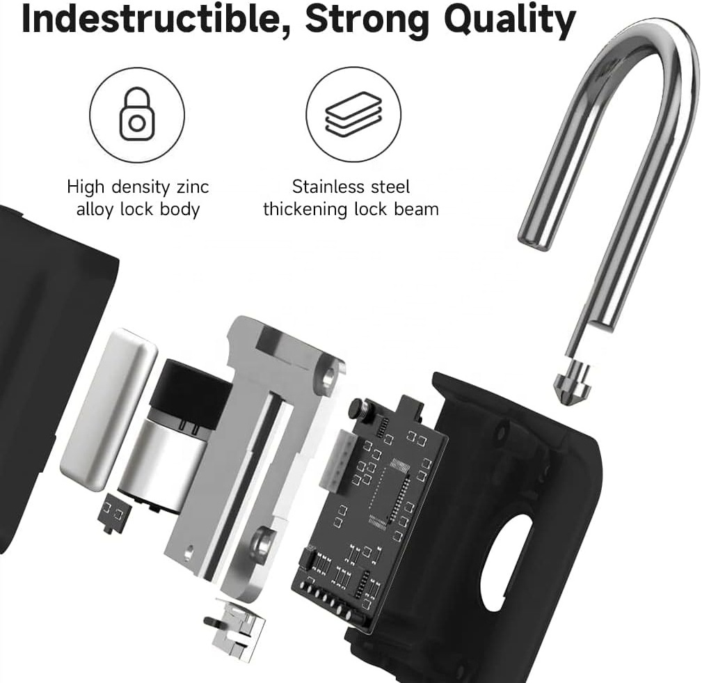 Low Battery Fingerprint Padlock Ultra One Touch Open Fingerprint Locks with USB Charging for Gym