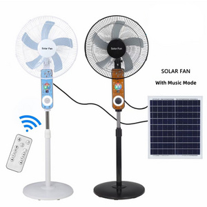 New Hot Sale 16 Inch Solar Fan Atmosphere Music Light Blue too th and USB Disc Music Playback Function 5v Bulb Output