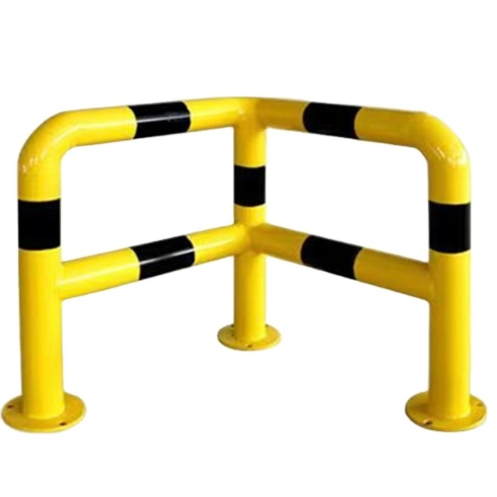 Yellow Surface Barrier Steel Elbow Corner Guards Mounted Crash Protection Barrier Fixed Steel Bollard For Parking Safety