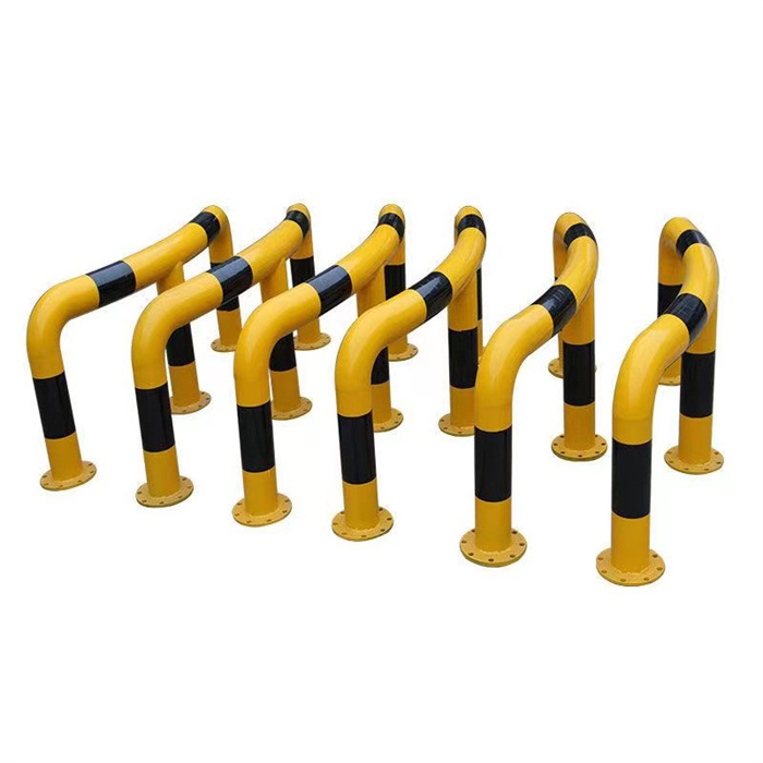 Yellow Surface Barrier Steel Elbow Corner Guards Mounted Crash Protection Barrier Fixed Steel Bollard For Parking Safety