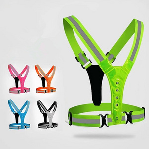 Safety Traffic Vest for Runners LED Spider Safety Vest Belt High Visibility Night Sport Flash LED Reflective Chest Safety Vests