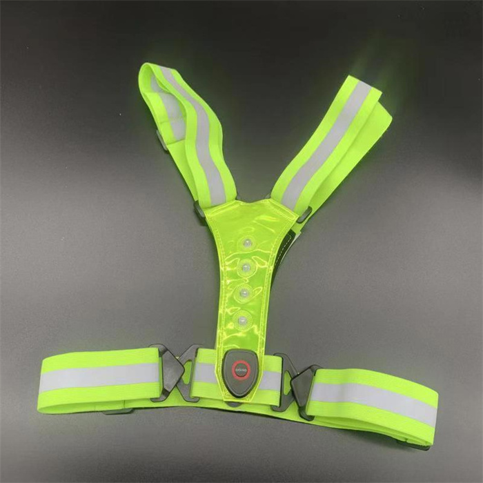 High Visibility LED USB Reflective Vest Warning Light Flashing Adjustable Elastic Night Running LED Vest for Men/Women with LED