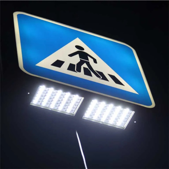 Traffic Sign Reflective Warning Board Illuminated Crosswalk Overhead Metal Sign