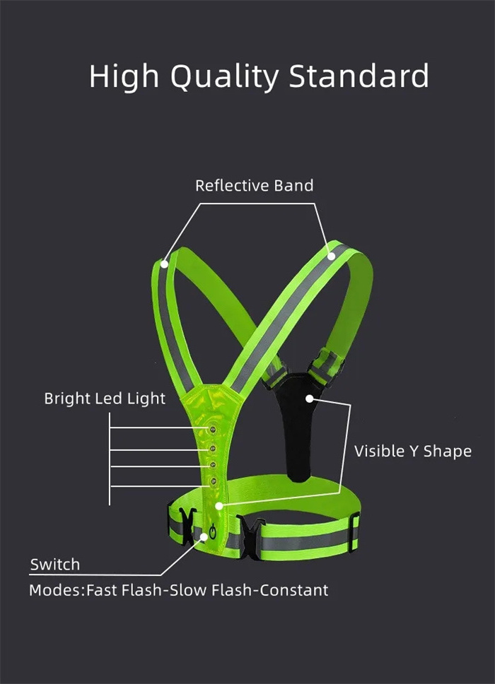 Safety Traffic Vest for Runners LED Spider Safety Vest Belt High Visibility Night Sport Flash LED Reflective Chest Safety Vests