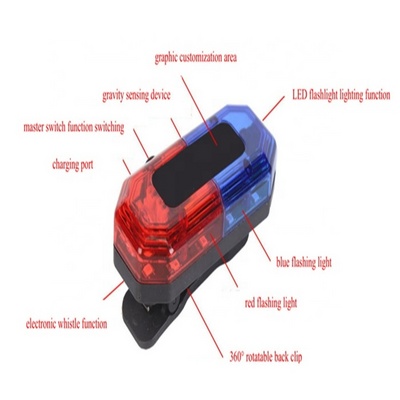 Mini red blue strobe warning light with flashlight Led traffic shoulder lamp vehicle flash led warning emergency led light bar