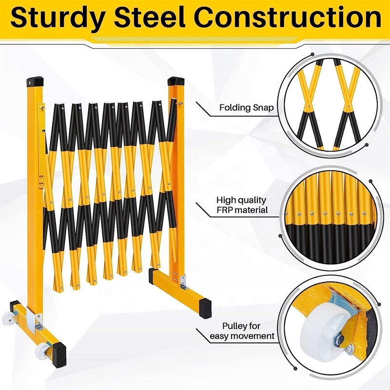 500CM Crowd Control Movable Folding Fence Barrier Accordion Traffic Security Scissor Gate Metal Expandable Barricade