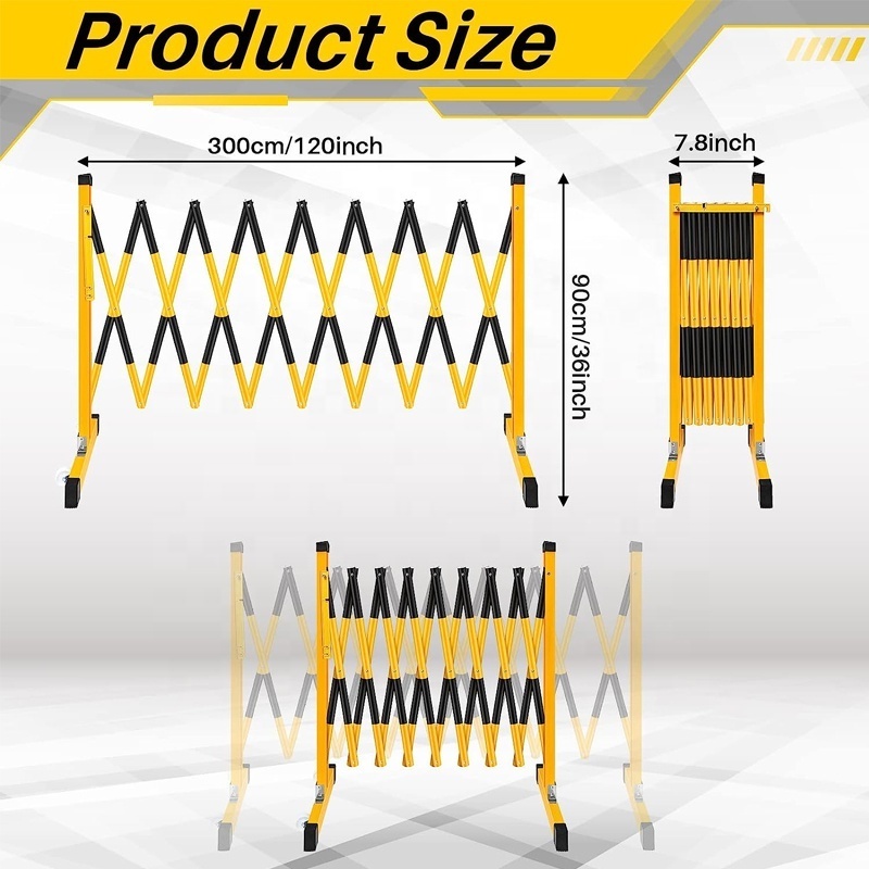 500CM Crowd Control Movable Folding Fence Barrier Accordion Traffic Security Scissor Gate Metal Expandable Barricade