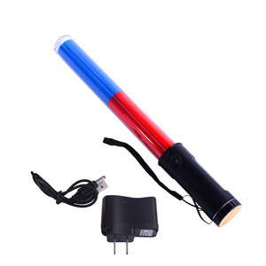 PVC Waterproof Material Portable Durable Traffic Signal Control Red Led Light Warning Wand Baton