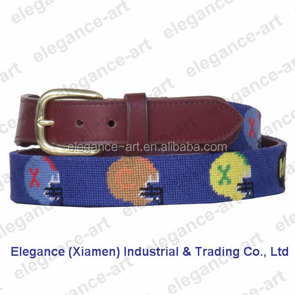 Baseball green needlepoint  belt  leather men luxury